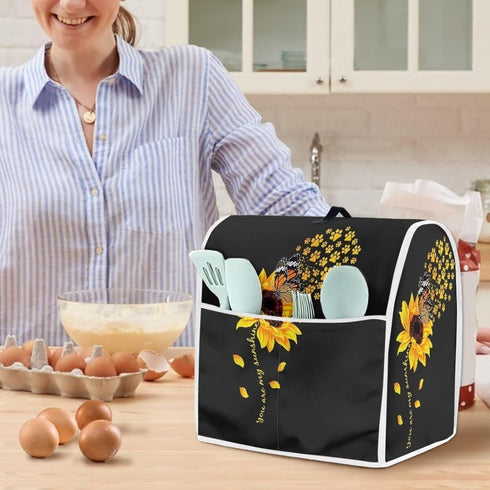 Sunflower Butterfly Paw L Size Mixer Cover Small Appliance Covers for Kitchen Counter Dust Cover Coffee Maker Cover Fingerprint Protection with To...