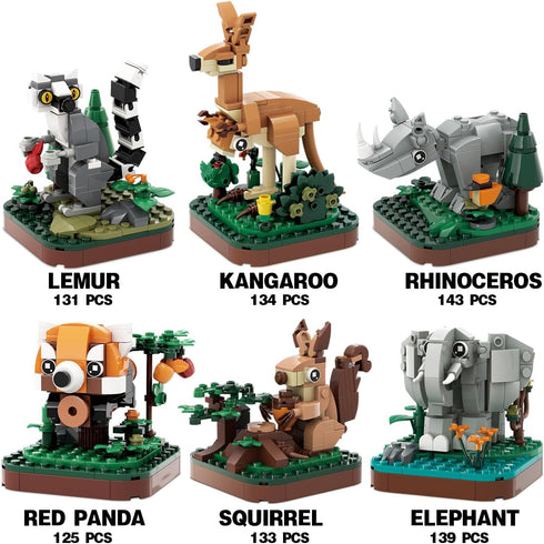 Mini Animals Building Blocks Set,Land Animal Themed Collection Construction Building Bricks Toy,Cute Home Decors(4th Series) (Rhinoceros)...