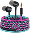 URIZONS Colorful Fun in-Ear wired Earbuds Headphones - with Microphone for iPhone MP3 Laptop Tablets Fabric Braided Headset for Students(7#)...