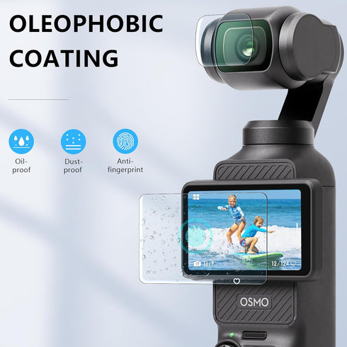 FPVtosky 2 Lens Protector + 2 LCD Screen Protector for DJI Osmo Pocket 3, DJI Pocket 3 OP3 Tempered Glass Film Accessories, 9H Hardness, Touch Sen...