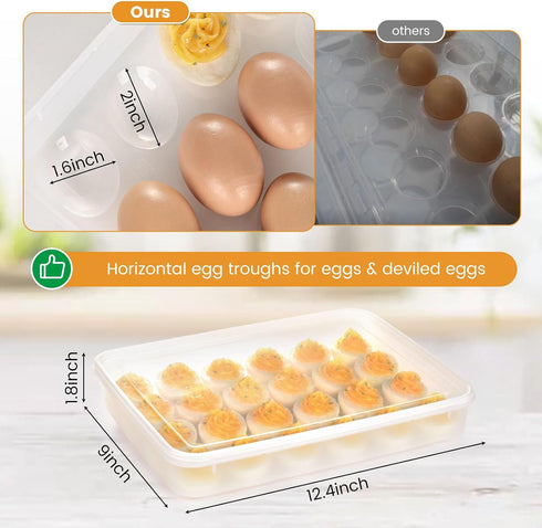 HANSGO Deviled Egg Containers with Lid, Deviled Egg Tray Holder Carrier with Lid for 24 Eggs for Home Party Kitchen Supplies Refrigerator Storage...