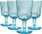 Bormioli Rocco Romantic Set Of 4 Stemware Glasses, 10.75 Oz. Colored Crystal Glass, Light Blue, Made In Italy....