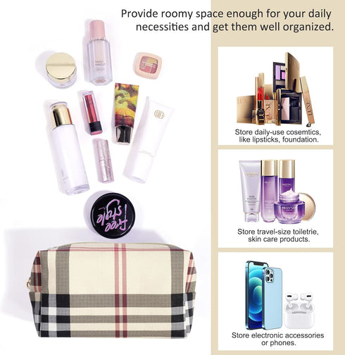 MAANGE Small Makeup Bag for Purse, 2 PCS Cosmetic Bag for Women Travel Makeup Pouch Leather Make up Bag Portable Zipper Pouch Makeup Brushes Bag -...