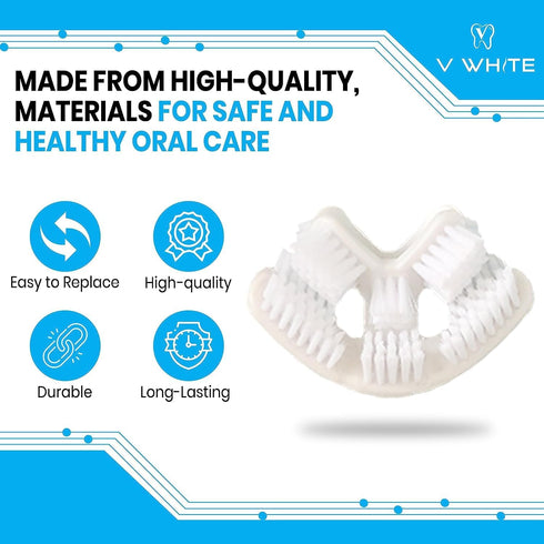 V-White V-Shaped Replacement Head for Ultrasonic Toothbrush, 75% Faster, Effective Whole Mouth Deep Clean & Massage, Compatible with All Kind of V...