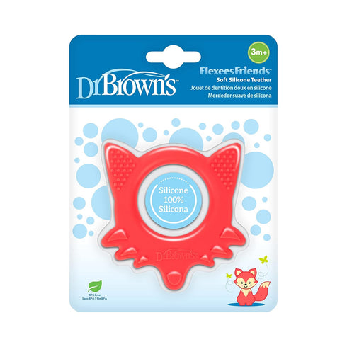 Dr. Brown's Flexees Friends Orange Fox, Soft 100% Silicone Baby Teether, BPA Free, 3m+...