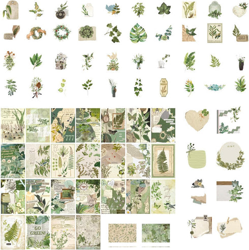 100Pcs Scrapbook Craft Paper Kit for Scrapbook Journaling Supplies ,Scrapbook Plant Stickers Aesthetic for Scrapbooking Supplies,Bullet Junk Journ...