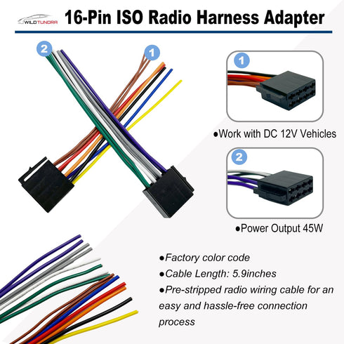 ISO Car Radio Wiring Harness Connector, Radio Power Speakers Wiring Adapter for Car Stereo, Radio Harness Adapter Replacement for Boss Jenson Lead...