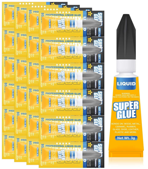Super Glue Quick Set, 24-Pack of 3g Single-Use Tubes, Multi-Surface Adhesive for Plastics, Metal, Leather, Ceramics & More, Ultra Strong & Fast-Dr...