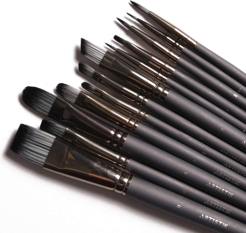 Fine Detail Paint Brush Set - (12 Piece Set) Miniature Brushes for Acrylic, Oil Watercolor, Model Craft Miniatures Painting, Paintbrushes, Profess...