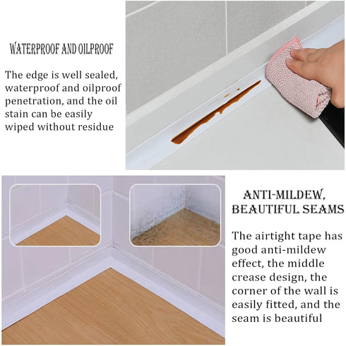 2Pack Bathroom And Kitchen Caulking Tape Sealer,Pvc Sealing Caulk For Sink,Tub Perimeter,Floor Wall Edges,Self Adhesive Decorative Caulking Strips...