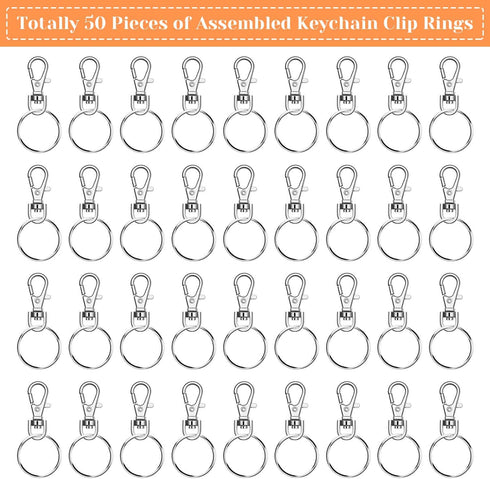 Audab 50 Sets Keychain Rings for Crafts, Assembled Key Chains Hardware for Key Chains, Crafts and Lanyards...
