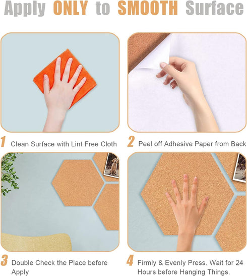 Hexagon Cork Board Tiles Bulletin Board, 1/2" Thick Small Cork Boards for Walls, Self-Adhesive Cork Tiles for Home Office Decor, School Message Bo...