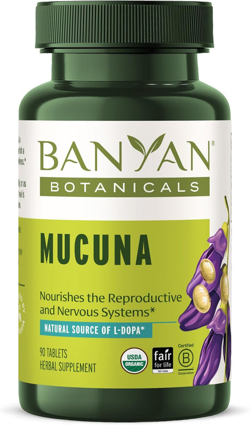 Banyan Botanicals Mucuna Pruriens – Organic Herbal Tablet – Energizing, Supports Healthy Nervous & Reproductive Systems* – Natural Source of L-Dop...