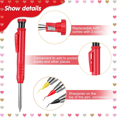 Patelai Mechanical Carpenter Pencils, Construction Pencils Set, Solid Refill Long Nose Deep Hole Woodworking Pencil Markers with Sharpener for Con...