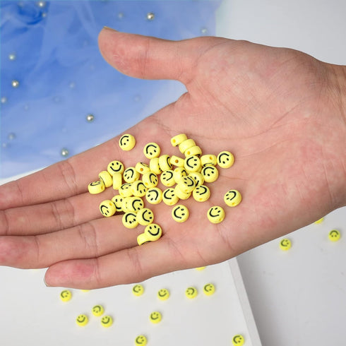 300pcs Yellow Smile Face Acrylic Beads,7 Mm Acryl Happy Face Spacer Beads for DIY Jewelry Bracelet Earring Necklace Craft Making Supplies...