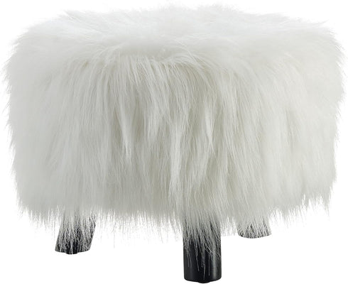 Linon Flokati Foot, 16-Inch, White Stool, 16"W x 16"D x 12.6"H,...