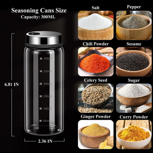 10 oz Salt and Pepper Shakers with Adjustable Outlet Holes Clear Glass Shaker Bottles Spice Seasoning Cans for Kitchen Decor Home Restaurant BBQ C...