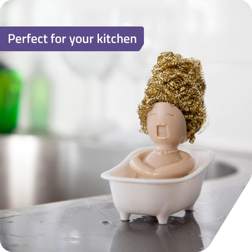 PELEG DESIGN - Soap Opera Sponge Holder for Kitchen Sink Cute & Funny Dish Scrubber Holder Kitchen Organizer- Includes 1 Metal Scrubber...