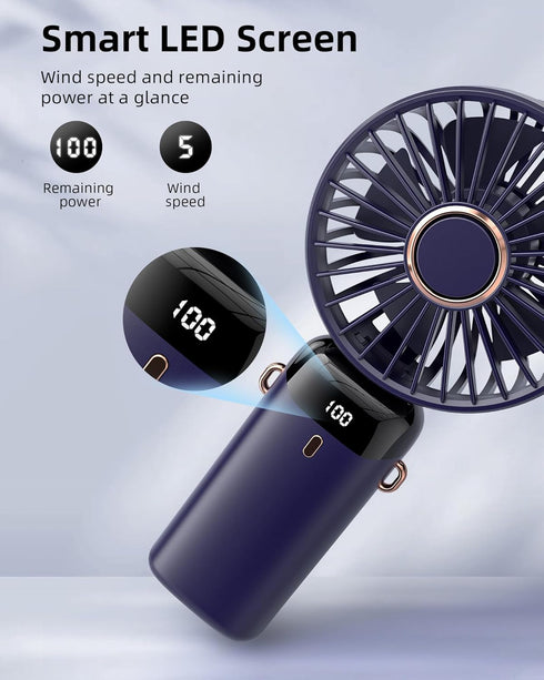 Koonie Portable Handheld Fan, Battery Operated Fan with Base, 8 Hours, Digital Display, 5 Speeds, 90° Ajustable, Rechargeable Mini Fan for Outdoor...