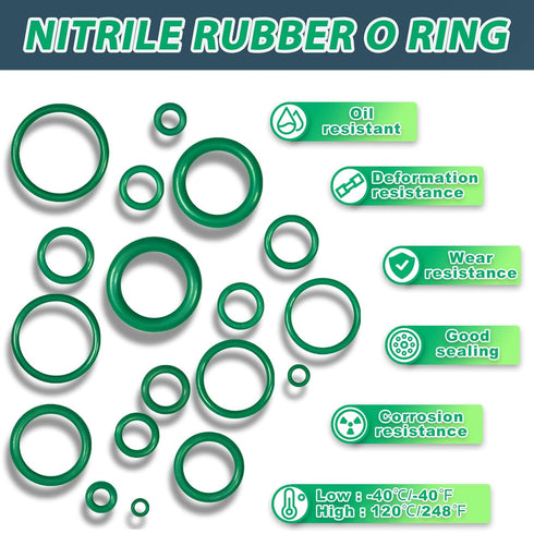 595 Pcs Air Conditioning O Ring Kit,36 Size Seal Rubber O-Rings Assortment Set for Compressor Automotive A/C Plumbing Repair ID:3-22mm (Green)...