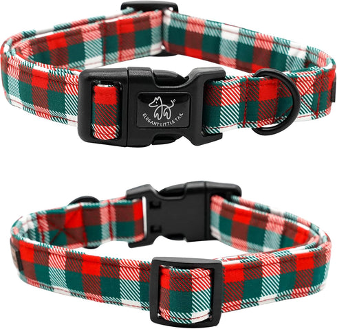 Elegant little tail Christmas Dog Collar, Red Pet Collar Dog Durable Plaid Dog Collars Girl or Boy Holiday Pet Gift Adjustable Dog Collar for Medi...