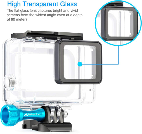 MiPremium Waterproof Housing Case for GoPro Hero 7 6 & 5 Black. Underwater Protective Diving Shell Cage Mount Accessories Aluminium Screw & Quick ...