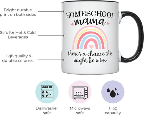 YouNique Designs Homeschool Mom Mug, 11 Ounces, Unique Mothers Day Coffee Mug from Daughter and Son, Best Mom Ever Mug, Mom Coffee Cup (Black Hand...
