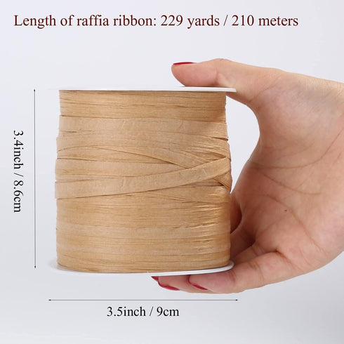 Whaline 229 Yards Raffia Paper Ribbon Christmas Kraft Craft Packing Paper Twine for Festival Gifts, DIY Decoration and Weaving, 1/4 inch Width...