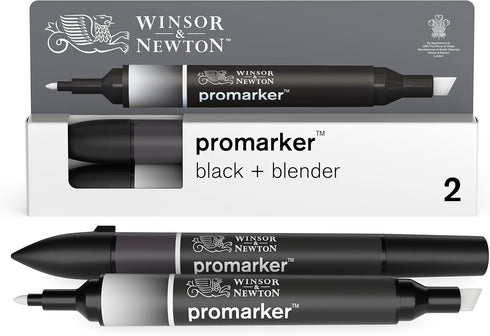 Winsor & Newton ProMarker Set, 2 Count, Black + Blender...