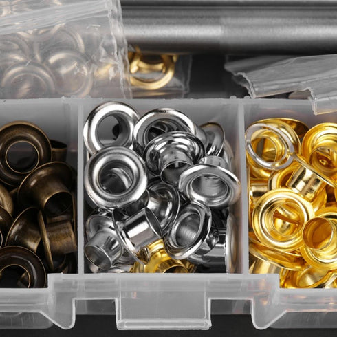 Eyelet Grommet Set for Leather Craft Clothes Sewing Accessories with Setting Tools and Storage Box for Fabric Tarps Curtains(5mmx220pcs)...