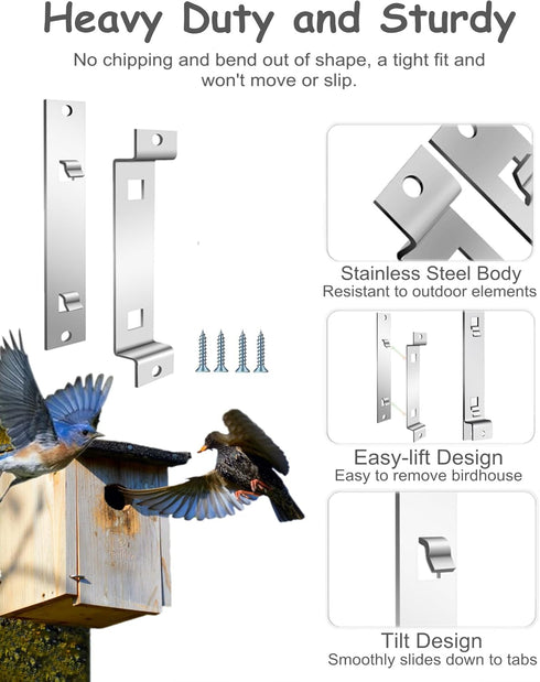 Quick Release Bird Box Hanger Bracket, GS Alderaul 4 Sets Galvanized Steel Bird House Mounting Bracket, Bluebird House Wall Mount, Bird Nesting Bo...