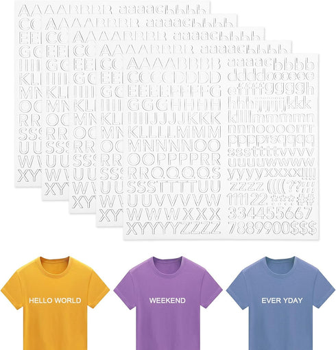 5 Sheets/1255 Pieces of iron on letters and numbers, PU Iron on Fabric Letters with with 0-9 Iron on Numbers A-Z Heat Transfer Letters Heat Transf...