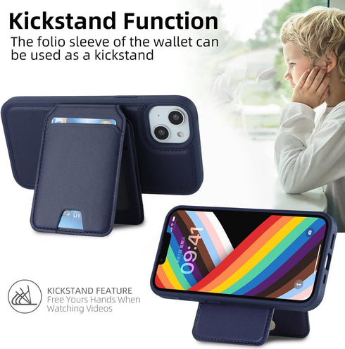 ?????? for iPhone 14 Case with Card Holder iPhone 13 Case Magsafe Compatible magsafe Wallet Detachable Magnetic Leather Cover for Women and Men-Bl...
