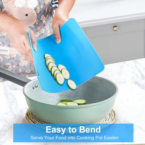 Flexible Cutting Board BPA Free 4 Colored Plastic Cutting Board Mat Set, Dishwasher Safe, 11.4 IN x 7.5 IN, 2mm Thickness...