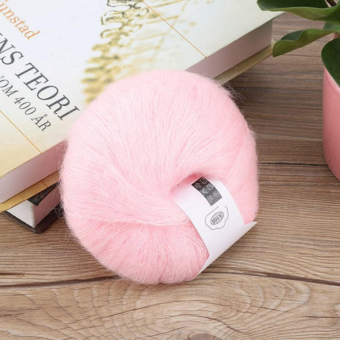 Pink Mohair Yarn, Mohair Yarn, Mohair Yarn for Knitting, Mohair Wool Ball Yarn Long Mohair Pashm Knit for DIY Crochet Scarf Clothes Sweater Shawl ...