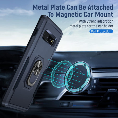 for Samsung Galaxy S10 Plus Case with Kickstand Armor Magnetic Ring Rugged Protective Military Grade Shockproof Case for Galaxy S10+ Plus Phone Ca...