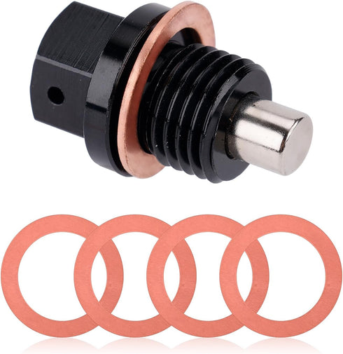 M14x1.5 Magnetic Oil Drain Plug with 4pcs Oil Drain Plug Washer, Aluminum Alloy Oil Pan Drain Plug for Most Ford Honda Mazda and More Vehicles...