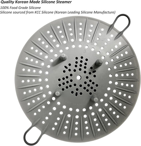 Korean Made Silicone Steamer Basket 10' Size, Silicone Steamer Insert for Pot Flexible Design (Gray)...
