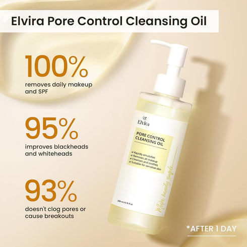 Elvira Pore Control Cleansing Oil, Makeup Remover Facial Cleanser, Blackhead Removal, Gentle Hydrating Facial Cleanser for Dry Sensitive Skin, Fra...