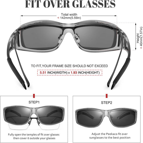 Polarized Sunglasses Fit Over Glasses for Women Men with UV400 Protection Over Wrap Around Sun Glasses...