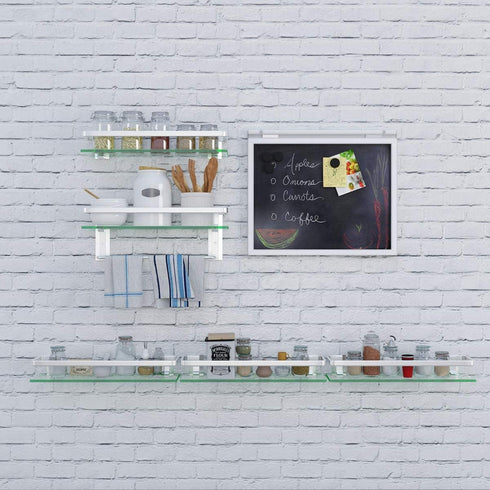 VOLPONE Glass Shelf with Towel Bar 15.7in Silver Bathroom Shelf Wall Mount Rustproof Bathroom Wall Organizer 1 Tier (Silver)...