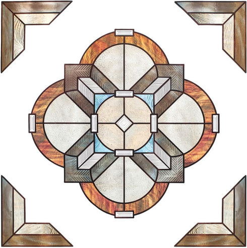 Artscape Newport Amber Accent | Decorative Window Film with Stained Glass Pattern | Non-Adhesive & UV Protection | Easy to Apply & Removable | 12 ...