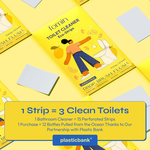 FOMIN Non-Toxic Toilet Bowl Cleaner Strips - (135 Strips) - Plastic-Free, Septic Safe Toilet Cleaning Strips, Remove Stains & Odors - The Ultimate...