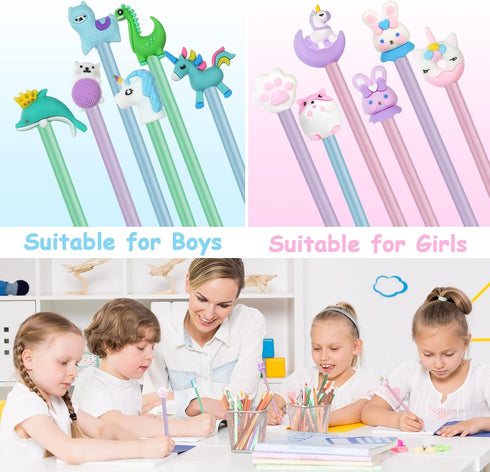 Eco-friendly Wood & Plastic Free Recycled Rainbow With Cute Pencil Cap, Paper Pencils #2 HB Pencils Number 2 Pencils with Pencil Sharpener, Macaro...