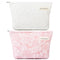2 Pieces Embossed Pink Flower Makeup Bag Large Floral Cosmetic Bag Capacity Canvas Travel Toiletry Bag Organizer Cute Makeup Brushes Aesthetic Acc...