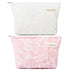 2 Pieces Embossed Pink Flower Makeup Bag Large Floral Cosmetic Bag Capacity Canvas Travel Toiletry Bag Organizer Cute Makeup Brushes Aesthetic Acc...
