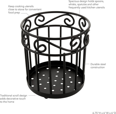 Spectrum Diversified 55810 Scroll Grande Utensil Holder, Black...