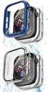 COOLQO 2 Pack Waterproof 2 in 1 Case Compatible for Apple Watch 45mm Series 9 8 7, with 9H Tempered Glass Screen Protector, Full Body Cover for iW...