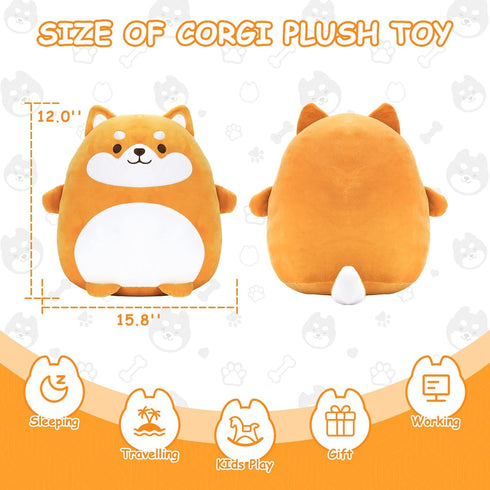 16 inch Shiba Inu Plush Pillows Corgi Plushie Stuffed Animals with Hand and Feet, Giant Corgi Plush, Dog Plush Pillow Hugging Pillow Cushion Soft ...