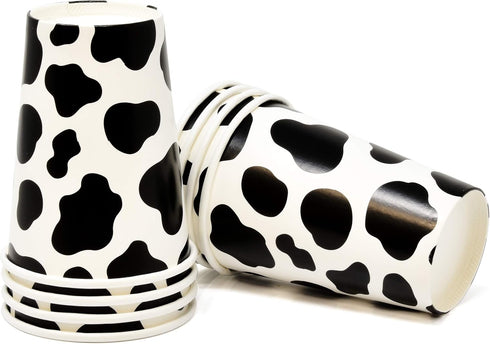 Gift Boutique 122 Pcs Cow Print Party Supplies Disposable Set Paper Plates Cup Napkin for Barnyard Cowboy Cowgirl Farm Animal Barn Birthday Baby S...